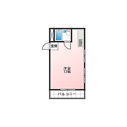 メディア1 ワンルームの間取図画像
