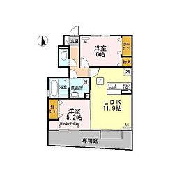 マイスター蔵前B棟 2LDKの間取図画像