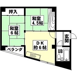 堀壹ビル 2DKの間取図画像