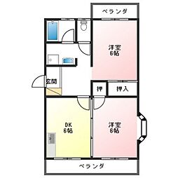 レジデンスアルタイル 2DKの間取図画像