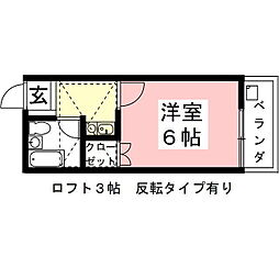 ブルースクエア 1Kの間取図画像