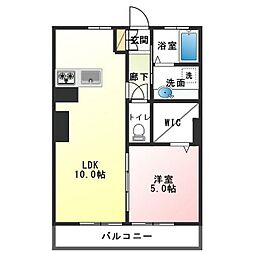ハイリビングK 1LDKの間取図画像