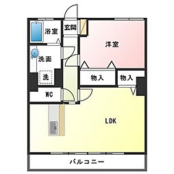 ハイリビングK 1LDKの間取図画像
