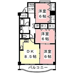ジェントリィ北一色2 3DKの間取図画像