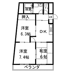 エスポワールイトウ 3DKの間取図画像