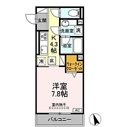 TORISIA加納南陽 1Kの間取図画像
