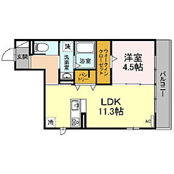 ささら弐番館 1LDKの間取図画像