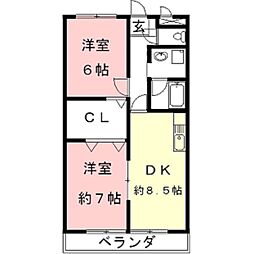 アーバンヒルズ 2DKの間取図画像
