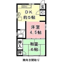 華陽ビル 2DKの間取図画像