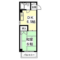 チサンマンション岐阜 1DKの間取図画像
