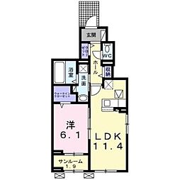 マルシェ3 1LDKの間取図画像