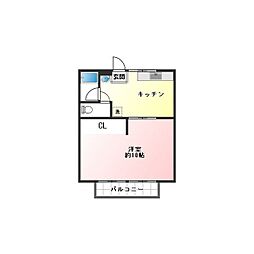 コーポグリーン 1Kの間取図画像