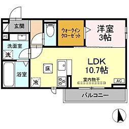 岐阜市東鶉3丁目アパート 1LDKの間取図画像