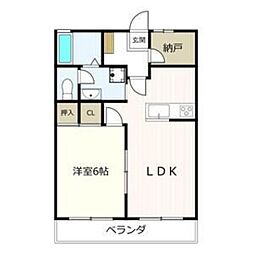 ヴィラサンベルトA 1LDKの間取図画像