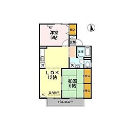 セジュール雅A 2LDKの間取図画像