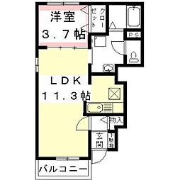 エレガンシア 1LDKの間取図画像