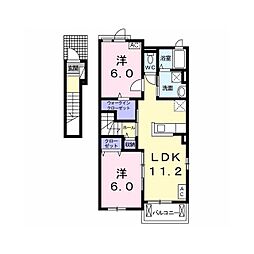 ヴァンヴェール2 1LDKの間取図画像