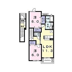 リヴィエール・アン東山 2LDKの間取図画像