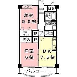 ジェントリィ北一色2 2DKの間取図画像