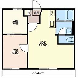 フルールC 1LDKの間取図画像