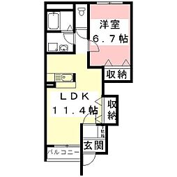 ソレイユルヴァン 1LDKの間取図画像