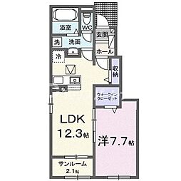 レジデンス・Ｋ 1階1LDKの間取り