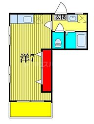 プレステージ千葉 3階ワンルームの間取り