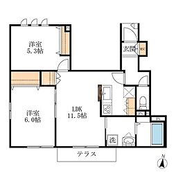 メゾン・ド・フレア 1階2LDKの間取り