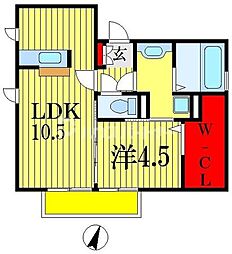 ピースランド 1階1LDKの間取り