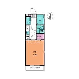アフェット道場南 2階1Kの間取り