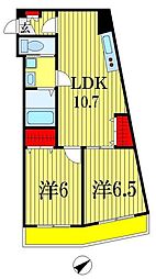Prime Hills 千葉中央 3階2LDKの間取り