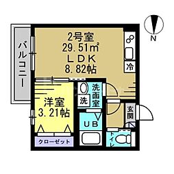 AJ千葉寺003 3階1LDKの間取り