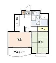 エスパル汐見 1階2Kの間取り
