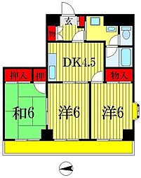 サンライズ春日 3階3DKの間取り
