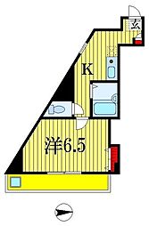 マドンナ西千葉 2階1Kの間取り
