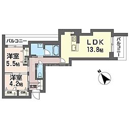 ラフォーレカメリア 2階2LDKの間取り