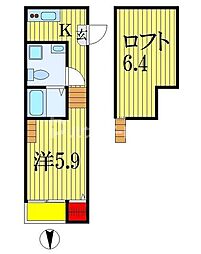 ゼウス 1階1Kの間取り