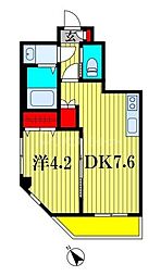 カイテキースV 5階1DKの間取り