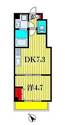 カイテキースV 5階1DKの間取り