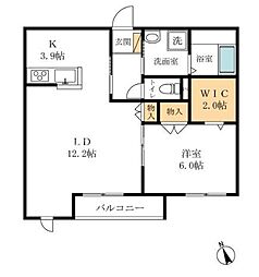 ココハイム松波2号館 3階1LDKの間取り