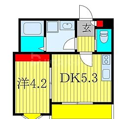 コネクトパーク東本町 1DKの間取図画像