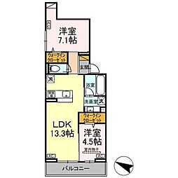 D-ROOM弁天IV 2階2LDKの間取り