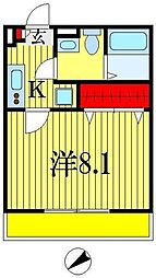 AJ千葉 3階1Kの間取り