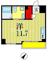 リエス千葉新宿 2階ワンルームの間取り