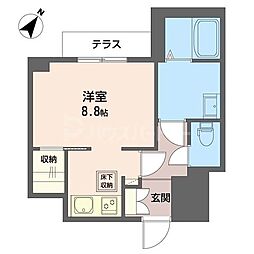 クオリスタ千葉駅前 1階ワンルームの間取り