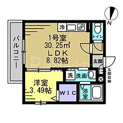 H1蘇我 1LDKの間取図画像