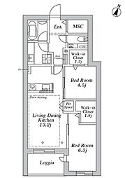 GREEN CREST 2LDKの間取図画像