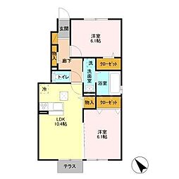 タウンコート 2LDKの間取図画像