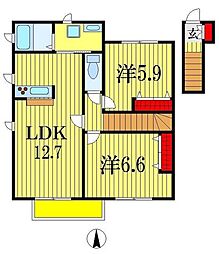 フォレストN3 2LDKの間取図画像