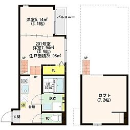 Lumiere亥鼻 2Kの間取図画像